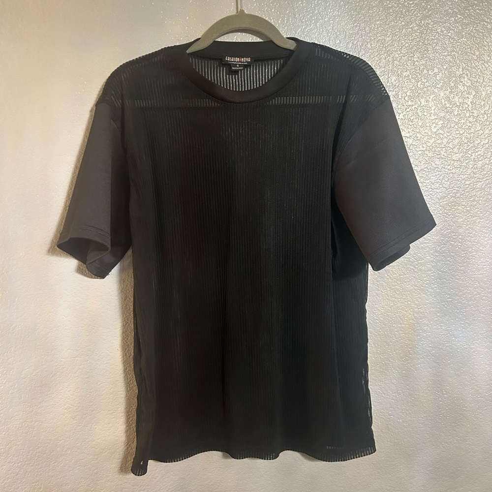 Women’s black mesh see through T shirt size small